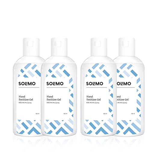 Amazon Brand - Solimo Hand Sanitizer Gel (72% Ethanol Absolute) - 100 ml (Pack of 4)