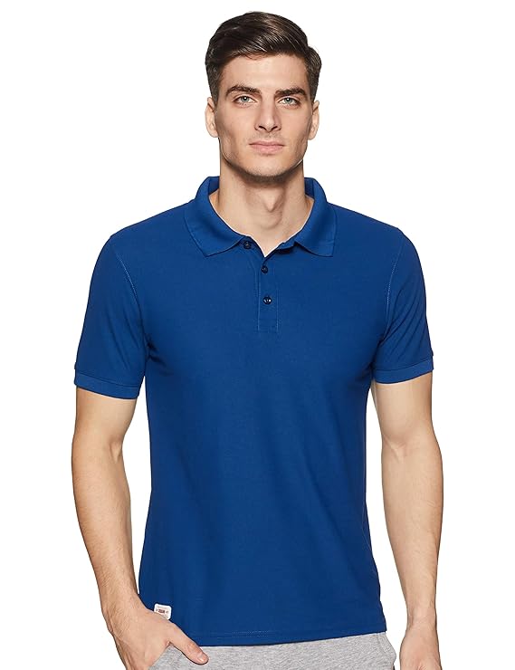 Deniklo Men's Solid Regular Polo Shirt (DK84-L_Navy Blue L)