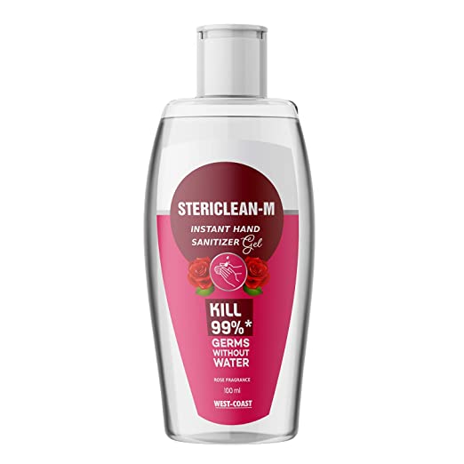 West Coast Stericlean-M Instant Hand Sanitizer Gel Rose Flavour  -  100ml (Pack of 6)
