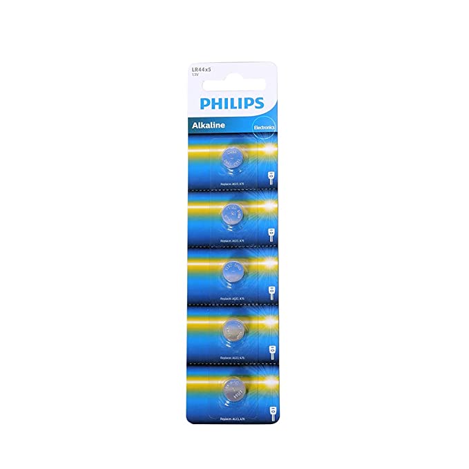 PHILIPS Coin Battery/Button Cell Mini Alkaline Battery Model: LR44 (Pack of 5) 5 nos Battery