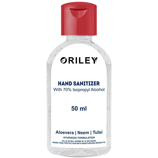 Oriley Waterless Advanced Hand Sanitizer 70% Isopropyl Alcohol Gel Based Instant Germ Protection Sanitizing Gel Rinse-free Palm Cleaner Handrub (50ml)