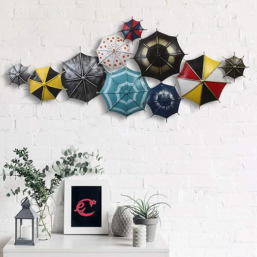 eCraftIndia Set of Colorful Handcrafted Umbrella's Iron Wall Hanging