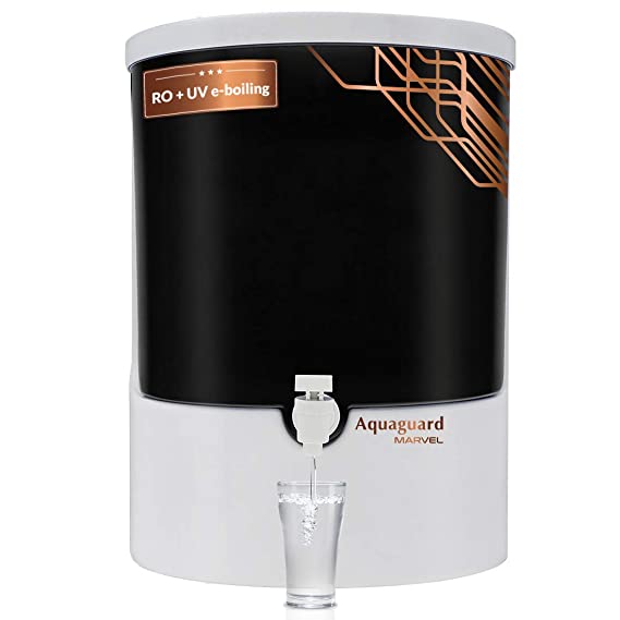 Eureka Forbes Aquaguard Marvel 8L RO+UV e-boiling+MTDS with Active Copper Water Purifier (White & Black)
