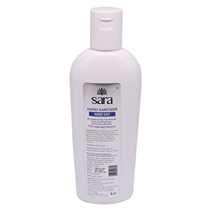 SARA SOUL OF BEAUTY Instant Hand Sanitizer Germ Protection 70% Isopropyl Alcohol Sanitizing Gel Rinse-free Hand Rub Palm Cleanser with Moisturizing Benefits, 200 ml