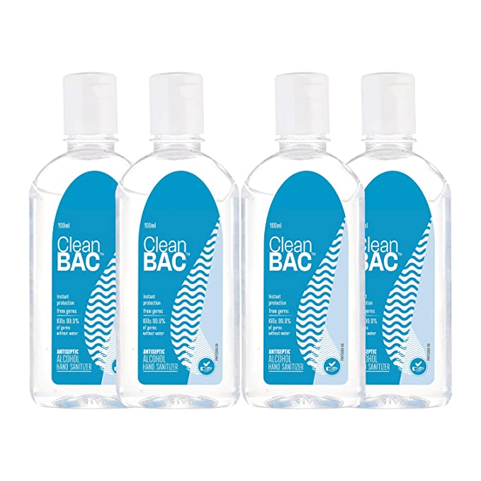Clean BAC Disinfectant Waterless Instant Hand Sanitizer 100 ml, Pack of 4