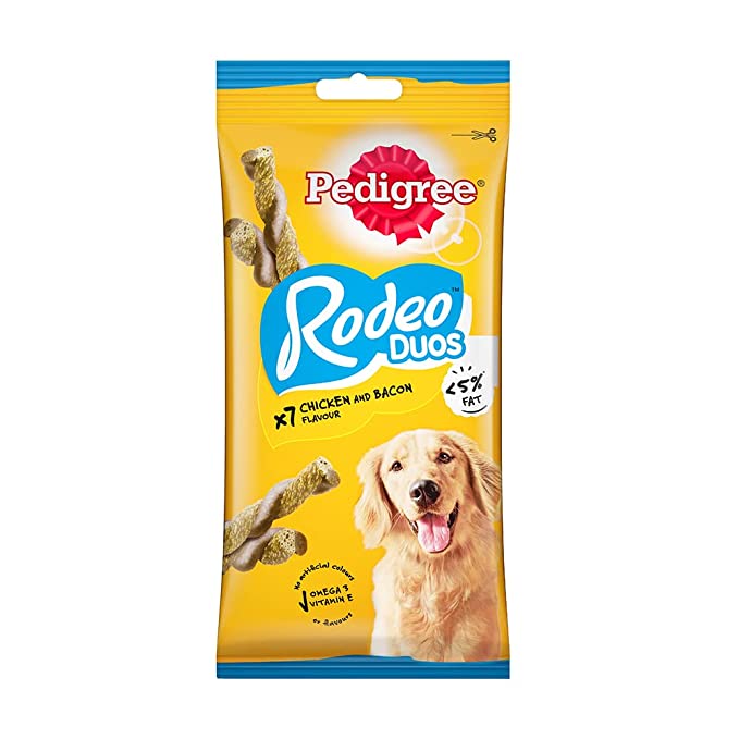 Pedigree Rodeo Duos Stick Treat for Adult Dog, Chicken & Bacon Flavour, 123g
