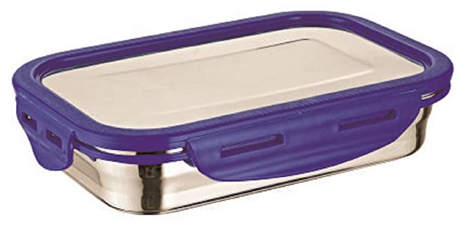 Signoraware Lock n store Steel Rectangular with Steel Lid, 200ml, Set of 1, Violet