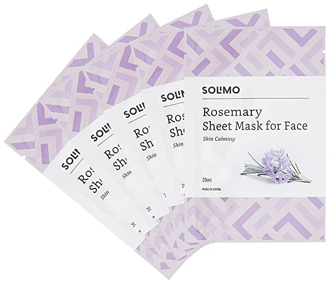 Amazon Brand - Solimo Face Sheet Mask, Rosemary, Pack of 5