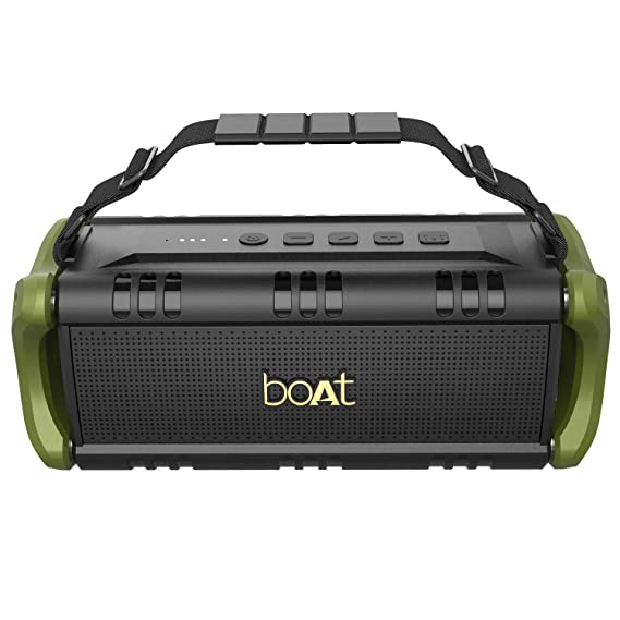 boAt Stone 1401 Portable Wireless Speaker with 30W Immersive Sound, Twin Equalizer Modes, Up to 7H Playtime, IPX5 Water and Splash Resistance, Multiple Connectivity Modes and TWS Feature (Army Green)