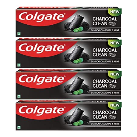 Colgate Charcoal Clean Black Gel Toothpaste, Pack of 480g (120g X 4) Deep Clean Toothpaste With Bamboo Charcoal & Wintergreen Mint For Plaque Removal & Tingling Fresh Mouth Experience