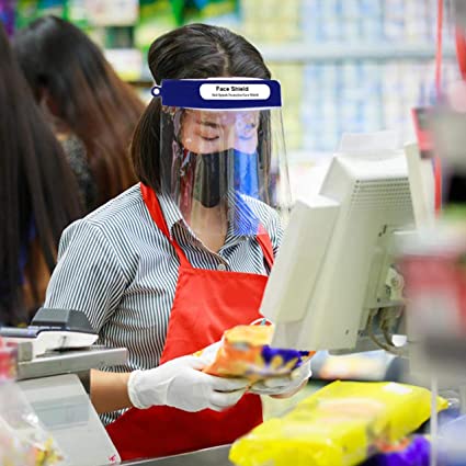Oriley ORFS01 350 Micron Disposable Face Shield with Adjustable Elastic Strap Anti-Splash Single Use Protective Facial Cover Transparent Full Face Visor with Eye & Head Protection (1 Pc)