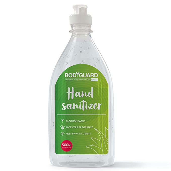 BodyGuard Alcohol Based Hand Sanitizer with Aloe Vera - 500 ml with Enriched Tea Tree Oil and Vitamin E