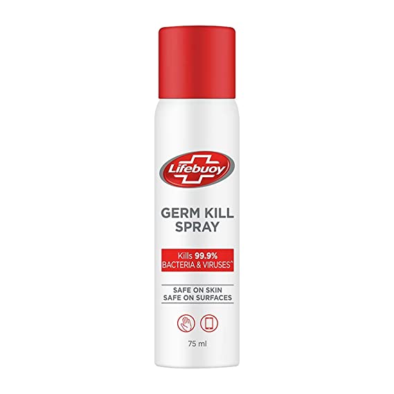 Lifebuoy Antibacterial Germ Kill Spray (No Gas) – Safe on Skin, Safe on Surfaces, 75ml