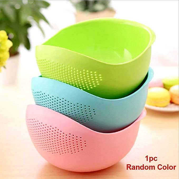 Kitchen4U Rice Pulses Fruits Plastic Strainer, 1-Piece, Colour May Vary Colour