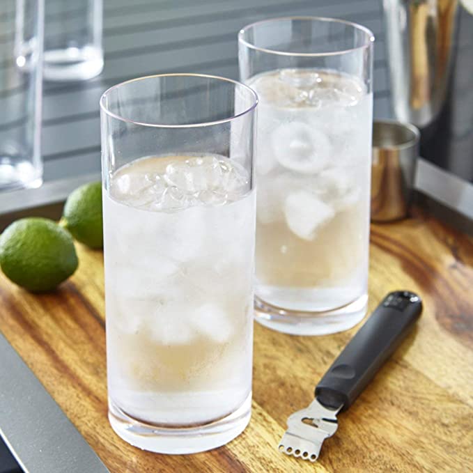 Kitchen4U Transparent Plastic Glass, 300 Ml, Set of 2, Colour May Vary Colour