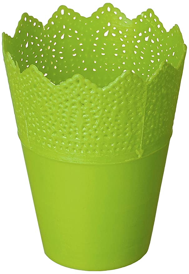 Gardens Need Virgin Plastic Cosmos Pot -3" Pot | Set of 5 Pots, (8cm x 8cm x 13cm, Lemon Green)