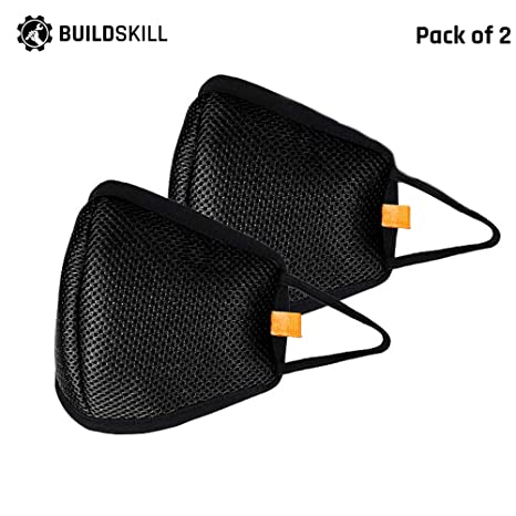 Buildskill B02FM5P Reusable/Washable Outdoor Protection Face Mask with Improved Ear Loops for Adult, 5 Effective Layers of High Bacterial Filtration, MADE IN INDIA (Pack of 2)