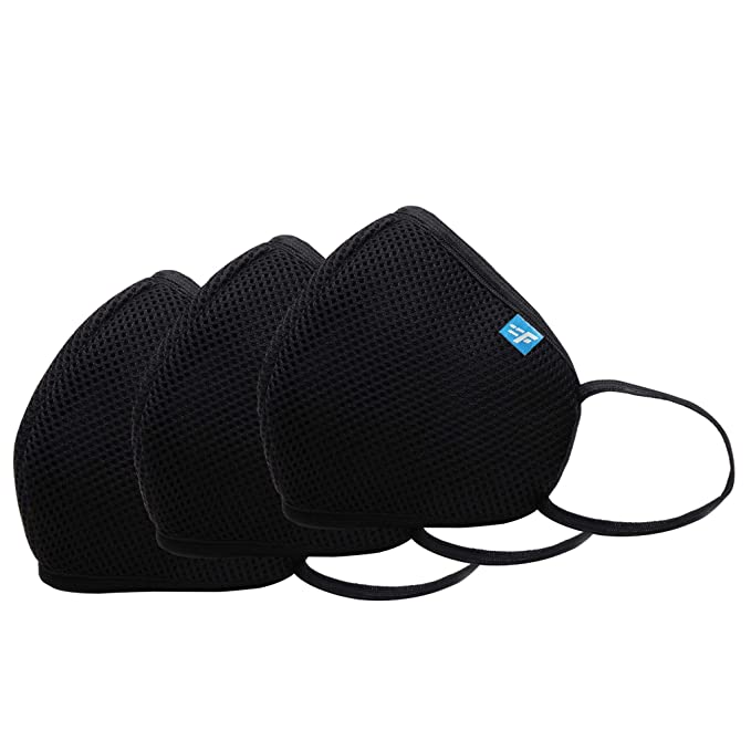 F Gear Standard Size Mask for Adult Color Black F95 Safeguard 7 layer ISO CE SITRA lab certified >95% Bacteria Filtration Face Mask pack of 3 (3450)