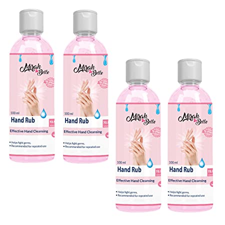Mirah Belle - Hand Rub Sanitizer -100 ml (Pack of 4) - Cruelty Free - Best for Men, Women and Children - Sulfate and Paraben Free
