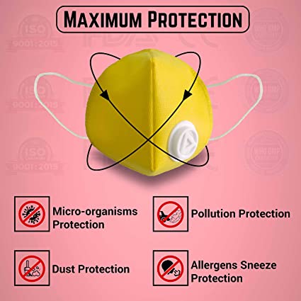 Hillgrove High Efficiency Filtration Breathable and Comfortable N95 Mask with Anti-Pollution, Anti-Protection Mask (Pack of 1)
