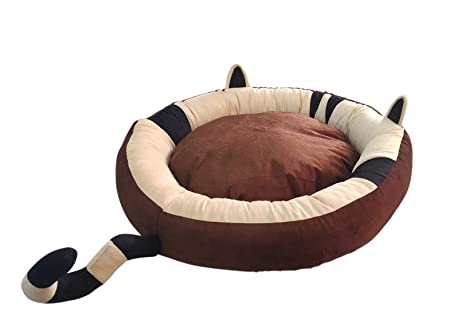 Mellifluous Small Size Cat Ears Pet Bed, Brown-Cream