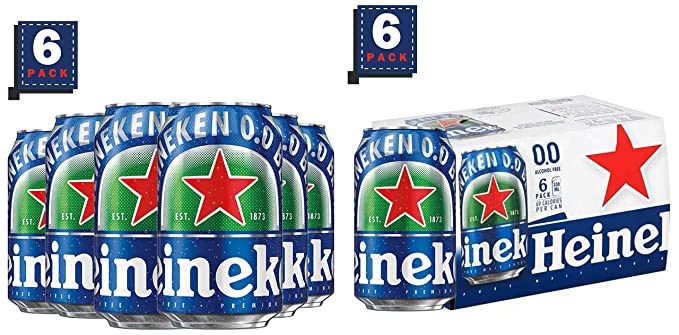 Heineken Lager Beer 0.Alcohol Free (Can) Bottle, 6 x330ml  &  0.Non Alcohol Beer - Zero Dot Zero Can - Pack of 6 Jar, 6 x 330 ml