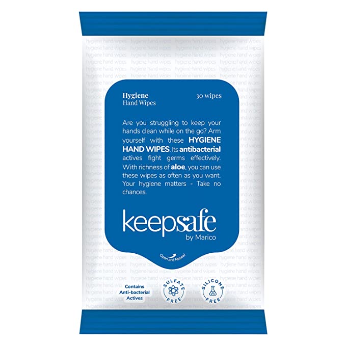 KeepSafe Hygiene Hand Disinfectant Wipes 30 pcs, Antibacterial, Rich in Aloe, Skin-friendly, No Sulphate, No Silicone
