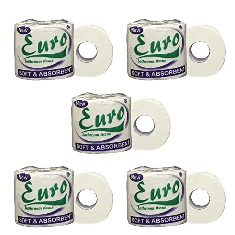 Adeptt Euro-Series White 2 Ply Bathroom Tissue/Toilet Tissue/Toilet Roll/Toilet Paper (380 Pulls Per Roll, 5 Rolls)