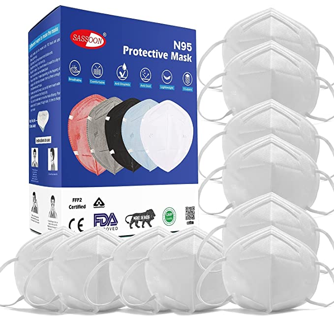 Sassoon BIS Approved N95 Face Mask Combo- Cotton Reuseable & Washable Mask with 5 Layer Protection