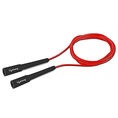 Lifelong LLSR01 Skipping Rope for Men, Women & Children - Jump Rope for Exercise Workout & Weight Loss - Tangle Free Jumping Rope for Kids (275cm, Red and Black) Handle Material: Plastic