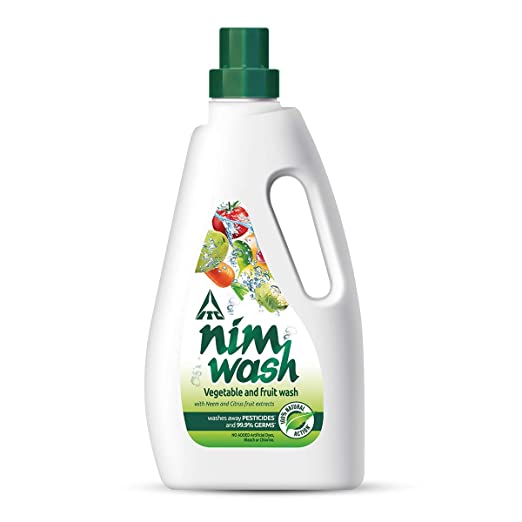 Nimwash Vegetable & Fruit Wash I 1000 ml I 100% Natural Action, Removes Pesticides & 99.9% Germs,with Neem and Citrus Fruit Extracts , Safe to use on veggies and fruits | Disinfects veggies & fruits