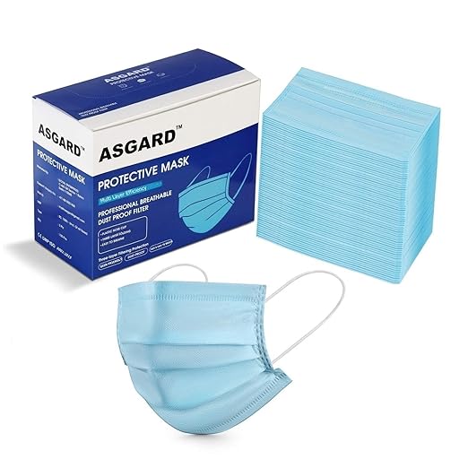 [Apply Coupon] - ASGARD Melt-Blown Fabric Disposable Face Mask with Nose Clip (Blue, Pack of 50) for Unisex