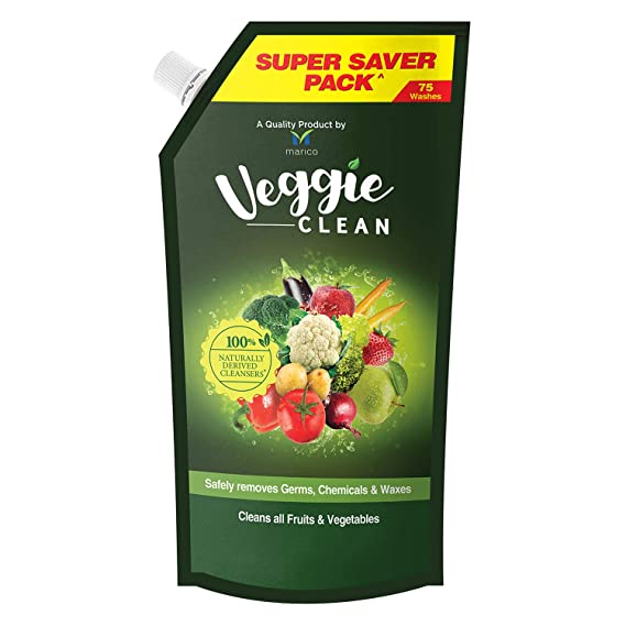 Veggie Clean, Fruits and Vegetables Washing Liquid, Refill Pack, Removes Germs, Bacteria, Chemicals and Waxes, 750 ml