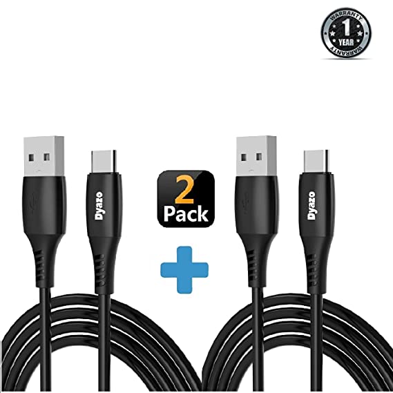 Dyazo USB Type C Charger Cable Fast Charging USB C Cable/Cord Compatible with Galaxy S10e S10 S9 S8 Plus S10+, Note 10 Note 9 Note 8, G7 G6 G5 V40 V35 V30 V20, Pixel 2 XL b(Pack of 2)