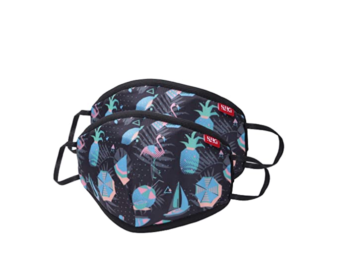 Wiki Champs Mask for Adults (Beach, Black, Large Size, Pack of 2)