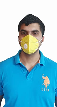 Woschmann-WSX KN95 with ValvePollution Mask Good to Fight Air Pollution Bacteria-Yellow