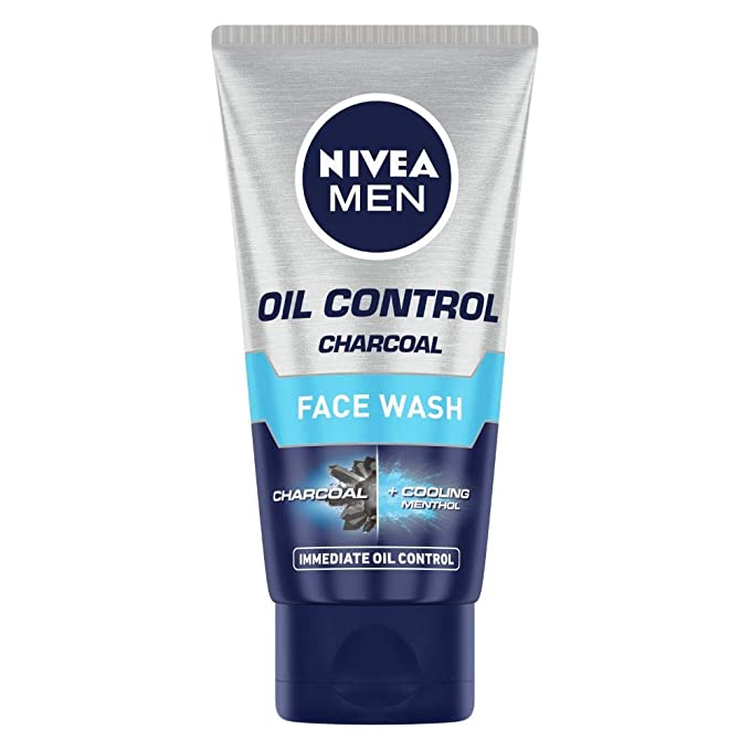 NIVEA Men Face Wash for Oily Skin, Oil Control Charcoal for Immediate Oil Control with Charcoal & Cooling Mint, 50 g