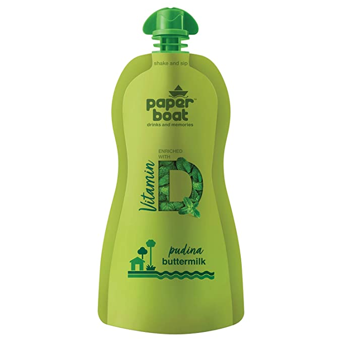 Paper Boat Pudina Buttermilk, Made from Rich Creamy Curd, Enriched with Vitamin D and Vitamin B12, No Added Sugar and Preservatives (Pack of 6, 250ml each)