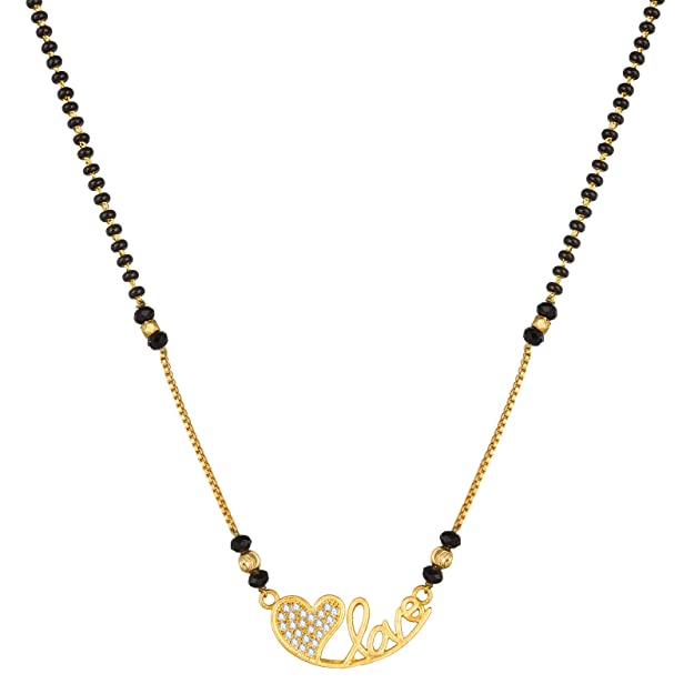 Aadita Latest Ethnic Gold Plated and American Diamond Mangalsutra for Women (Golden) (DF2263MS)