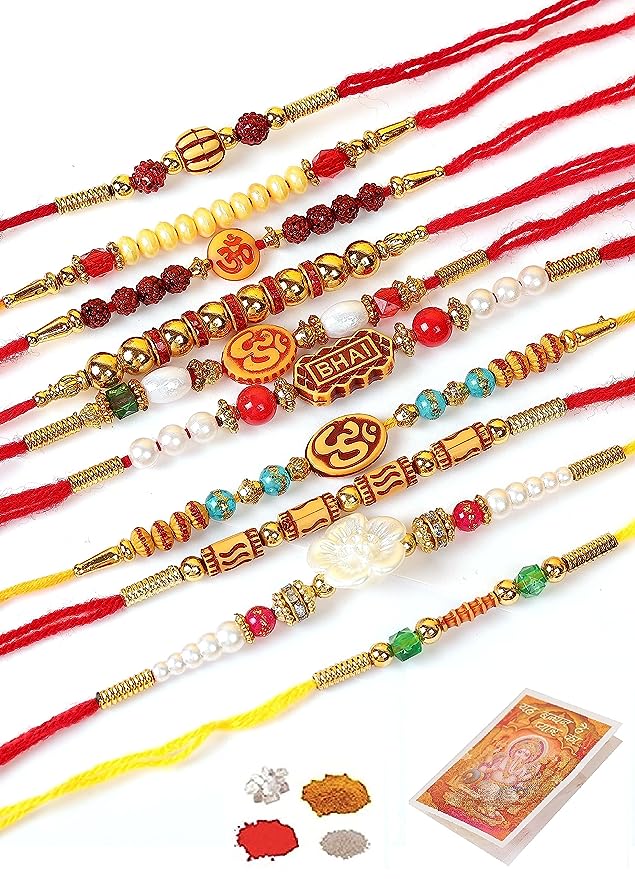 Chocozone Multicolor Combo of 10 Dora Rakhi Set for Men with Roli Chawal Rakhi for Brother