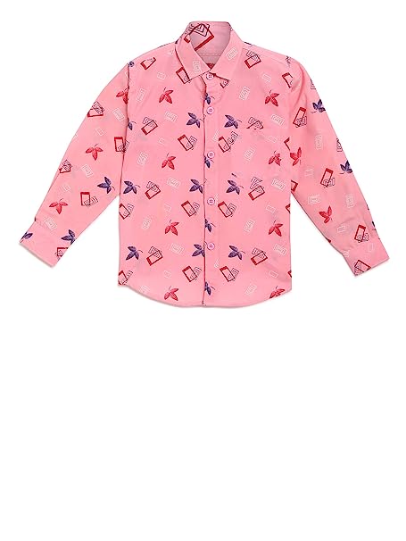 [Apply Coupon] - Kidling Kids Printed Cotton Shirt for Boys Pink (K-304-PINK-3)