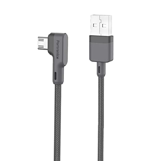 Portronics Konnect L 1.2Mtr, Fast Charging 3A Micro USB Cable with Charge & Sync Function (Grey)