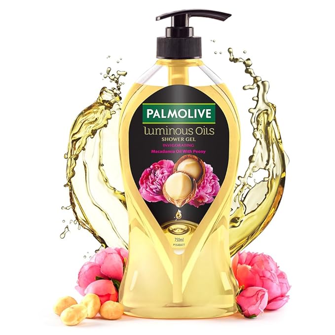 Palmolive Luminous Oil Invigorating Body Wash For Women & Men, 750Ml Pump Bottle, 100% Natural Macadamia Oil & Peony Extracts For Everyday Freshness, Ph Balanced Bodywash Shower Gel