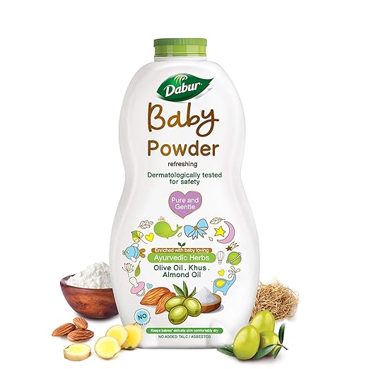 Dabur Baby Powder: Talc and Asbestos Free | With Oat Starch, Arrowroot Powder & Amba Haldi | Hypoallergenic & Dermatologically Tested with No Paraben & Phthalates - Pack of 150 g