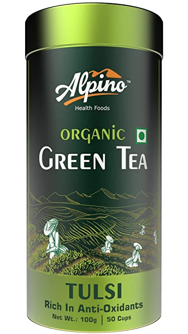 Alpino Certified Organic Tulsi Green Tea 100 G | Rich in Anti-Oxidants | Detox Green Tea