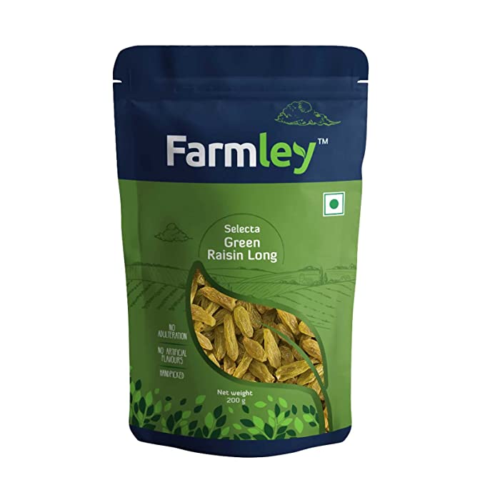 Farmley Selecta Green Raisin Long (Kishmish), Freshly Farm Picked, Healthy & Juicy 200 g 200 g