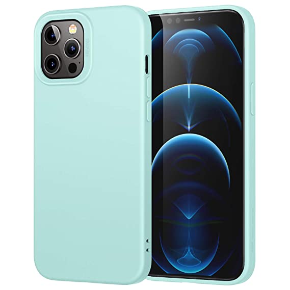 ESR Cloud Series Case for iPhone 12 Pro Max 6.7", Liquid Silicone Rubber Back Cover[Comfortable Grip][Screen & Camera Protection] [Velvety-Soft Lining][Shock-Absorbing] - Mint Green