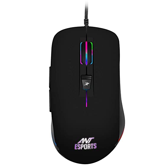 Ant Esports GM100 V2 Optical Gaming Mouse,7 Button Wired USB Mouse, 4000 FPS Sensor, 3600 DPI, RGB Lighting,1.5m PVC Cable, Ergonomic Design, for Windows PC, Laptop,Gaming & Office Use- Black & White