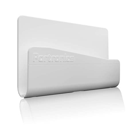 Portronics Modesk 101 Wall Hanging Mobile Holder Wall Mount with Adhesive Strips, Charging Holder Compatible with iPhone, Smartphone and Mini Tablet (White)