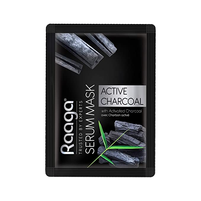 Raaga Trusted by Experts, Face Serum Sheet mask With Activated Charcoal, Black, 25 ml